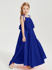 Chiffon Junior Bridesmaid Dresses Long Cascading Skirt Royal Blue