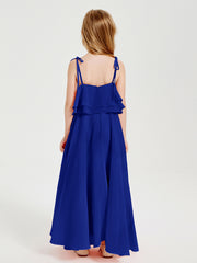 Chiffon Junior Bridesmaid Dresses Long Cascading Skirt Royal Blue