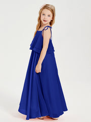 Chiffon Junior Bridesmaid Dresses Long Cascading Skirt Royal Blue