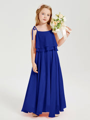 Chiffon Junior Bridesmaid Dresses Long Cascading Skirt Royal Blue