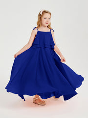 Chiffon Junior Bridesmaid Dresses Long Cascading Skirt Royal Blue