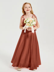 Chiffon Junior Bridesmaid Dresses Long Cascading Skirt Rust