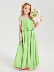 Chiffon Junior Bridesmaid Dresses Long Cascading Skirt Sage