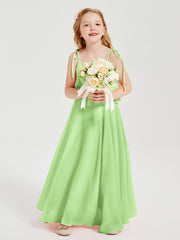 Chiffon Junior Bridesmaid Dresses Long Cascading Skirt Sage