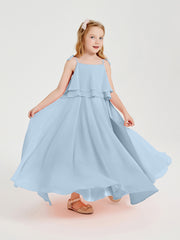 Chiffon Junior Bridesmaid Dresses Long Cascading Skirt Sky Blue