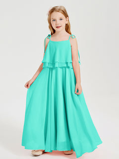 Chiffon Junior Bridesmaid Dresses Long Cascading Skirt Spa