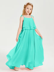 Chiffon Junior Bridesmaid Dresses Long Cascading Skirt Spa
