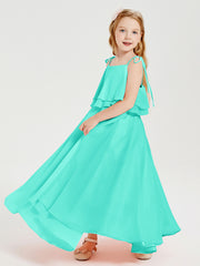 Chiffon Junior Bridesmaid Dresses Long Cascading Skirt Spa