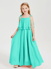 Chiffon Junior Bridesmaid Dresses Long Cascading Skirt Spa