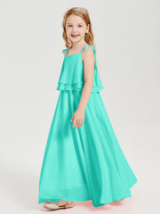 Chiffon Junior Bridesmaid Dresses Long Cascading Skirt Spa