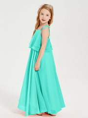 Chiffon Junior Bridesmaid Dresses Long Cascading Skirt Spa