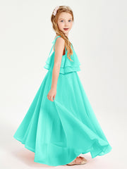 Chiffon Junior Bridesmaid Dresses Long Cascading Skirt Spa