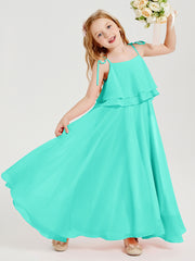 Chiffon Junior Bridesmaid Dresses Long Cascading Skirt Spa