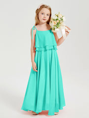 Chiffon Junior Bridesmaid Dresses Long Cascading Skirt Spa
