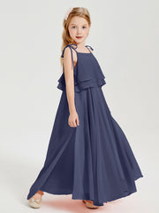 Chiffon Junior Bridesmaid Dresses Long Cascading Skirt Stormy