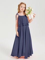 Chiffon Junior Bridesmaid Dresses Long Cascading Skirt Stormy