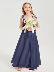 Chiffon Junior Bridesmaid Dresses Long Cascading Skirt Stormy