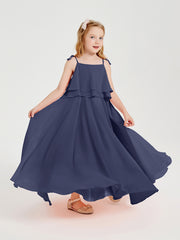 Chiffon Junior Bridesmaid Dresses Long Cascading Skirt Stormy
