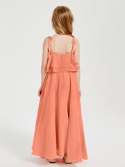 Chiffon Junior Bridesmaid Dresses Long Cascading Skirt Sunset