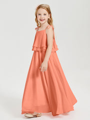 Chiffon Junior Bridesmaid Dresses Long Cascading Skirt Sunset