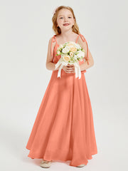Chiffon Junior Bridesmaid Dresses Long Cascading Skirt Sunset