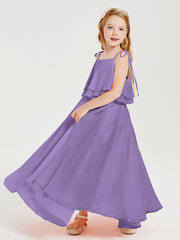 Chiffon Junior Bridesmaid Dresses Long Cascading Skirt Tahiti