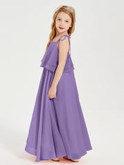 Chiffon Junior Bridesmaid Dresses Long Cascading Skirt Tahiti