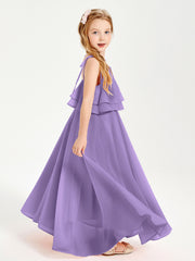 Chiffon Junior Bridesmaid Dresses Long Cascading Skirt Tahiti