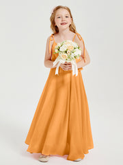 Chiffon Junior Bridesmaid Dresses Long Cascading Skirt Tangerine