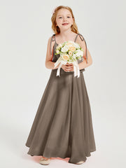 Chiffon Junior Bridesmaid Dresses Long Cascading Skirt Taupe