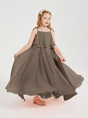Chiffon Junior Bridesmaid Dresses Long Cascading Skirt Taupe