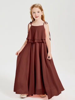 Chiffon Junior Bridesmaid Dresses Long Cascading Skirt Terracotta