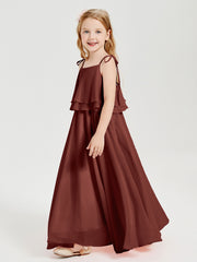 Chiffon Junior Bridesmaid Dresses Long Cascading Skirt Terracotta