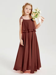 Chiffon Junior Bridesmaid Dresses Long Cascading Skirt Terracotta
