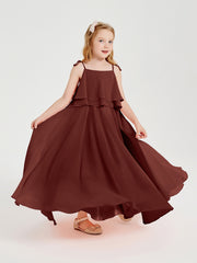 Chiffon Junior Bridesmaid Dresses Long Cascading Skirt Terracotta