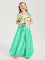 Chiffon Junior Bridesmaid Dresses Long Cascading Skirt Turquoise