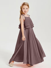Chiffon Junior Bridesmaid Dresses Long Cascading Skirt Vintage Mauve