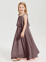 Chiffon Junior Bridesmaid Dresses Long Cascading Skirt Vintage Mauve