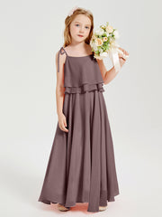 Chiffon Junior Bridesmaid Dresses Long Cascading Skirt Vintage Mauve