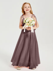 Chiffon Junior Bridesmaid Dresses Long Cascading Skirt Vintage Mauve