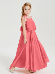 Chiffon Junior Bridesmaid Dresses Long Cascading Skirt Watermelon