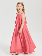Chiffon Junior Bridesmaid Dresses Long Cascading Skirt Watermelon