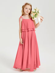 Chiffon Junior Bridesmaid Dresses Long Cascading Skirt Watermelon