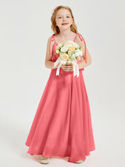 Chiffon Junior Bridesmaid Dresses Long Cascading Skirt Watermelon