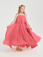 Chiffon Junior Bridesmaid Dresses Long Cascading Skirt Watermelon