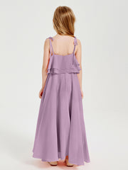 Chiffon Junior Bridesmaid Dresses Long Cascading Skirt Wisteria