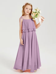 Chiffon Junior Bridesmaid Dresses Long Cascading Skirt Wisteria