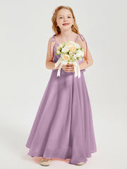 Chiffon Junior Bridesmaid Dresses Long Cascading Skirt Wisteria