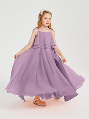 Chiffon Junior Bridesmaid Dresses Long Cascading Skirt Wisteria