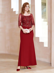 Square Neckline Floor-Length Dress With Sequins Burgundy Plus Size